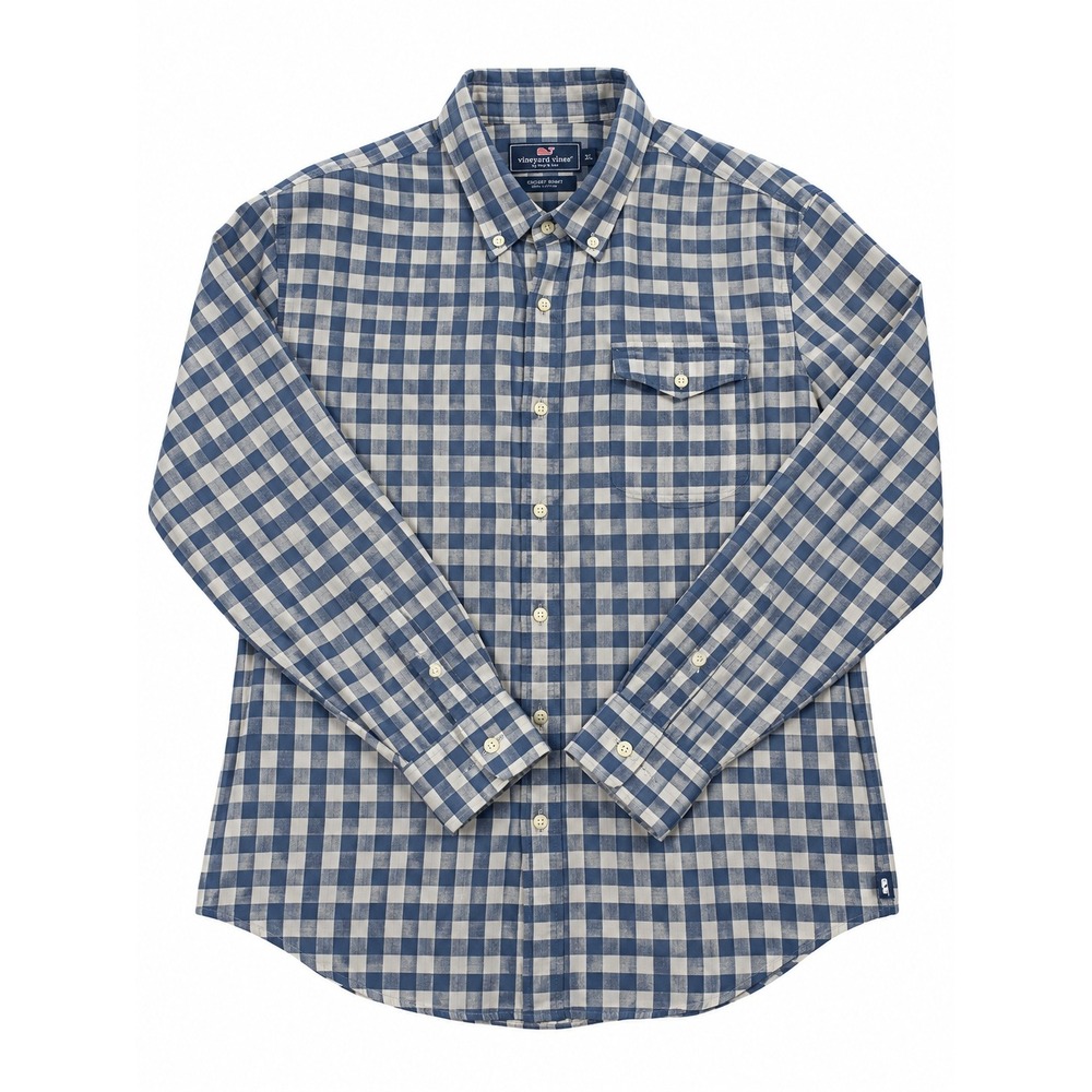 Vineyard Vines Blue & White Gingham Check Button-Down